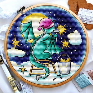 Funny little dragon cross stitch pattern, Green dragon cross stitch, Animals cross stitch, Small cross stitch, Digital PDF
