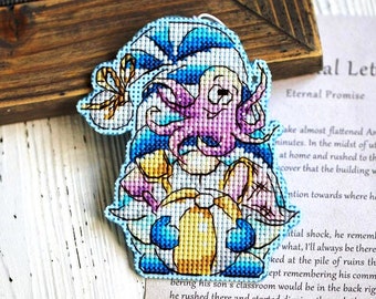 Sea gnome cross stitch pattern, Small cross stitch, Summer cross stitch, Baby cross stitch, Funny cross stitch, Digital download PDF