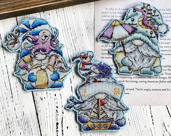 Sea gnome cross stitch pattern, Small cross stitch, Summer cross stitch, Baby cross stitch, Funny cross stitch, Digital download PDF