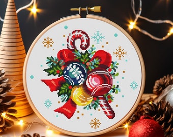 Christmas bells cross stitch, Christmas candy cane, Christmas cross stitch pattern, Christmas tree, Holly cross stitch, Digital PDF