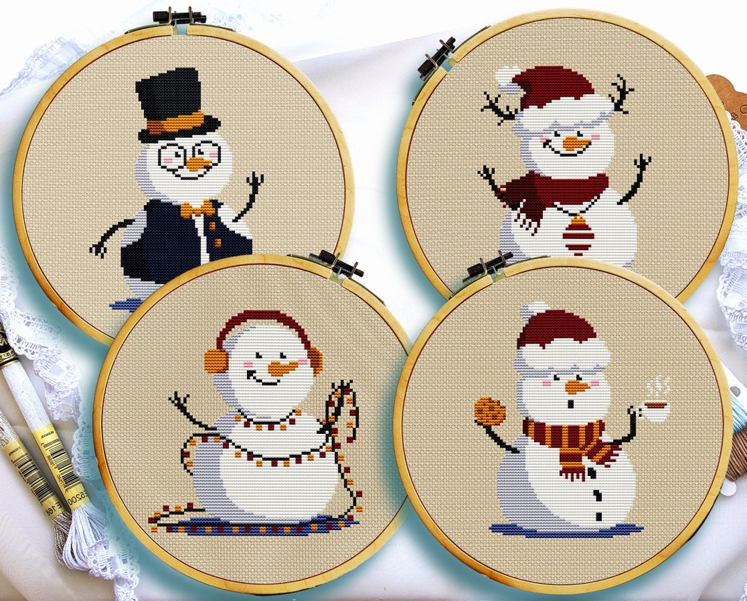 christmas-cross-stitch-pattern-pdf-snowman-embroidery-design-embroidery-designs-christmas-christmas-ornaments-simple-cross-stitch-etsy