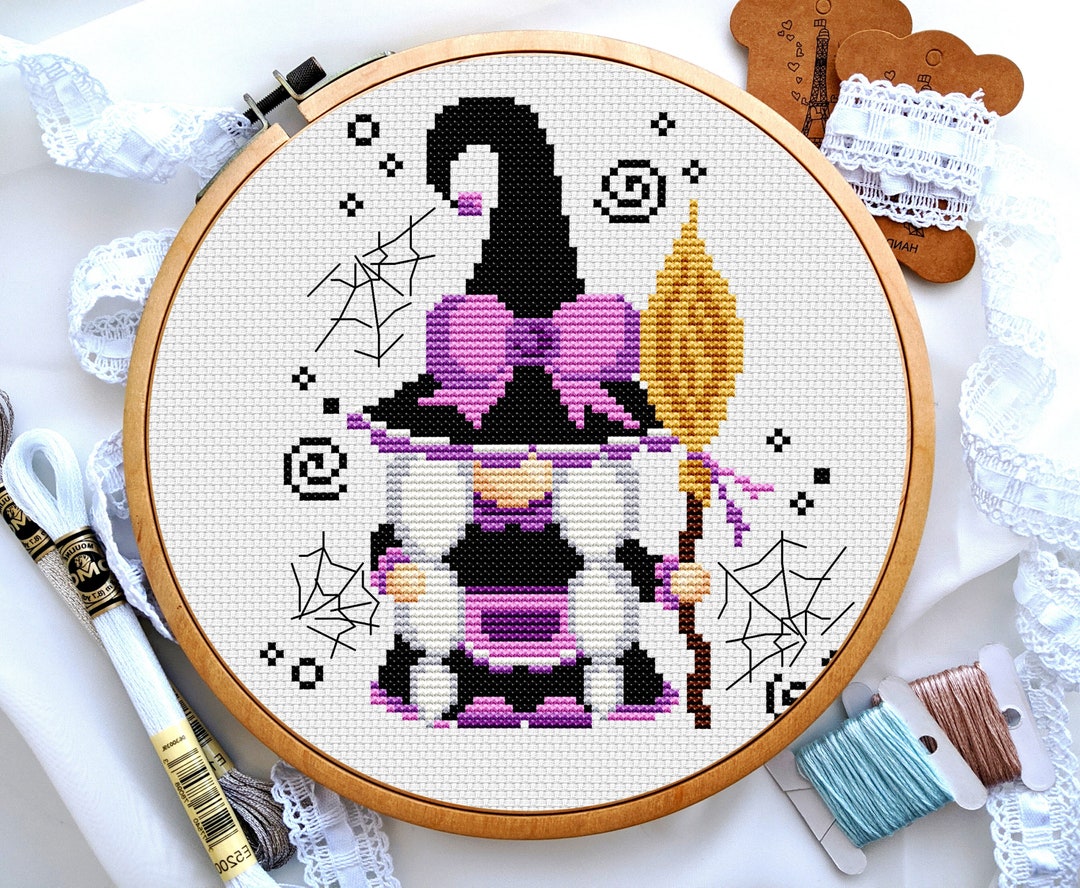 Halloween Gnome Cross Stitch Pattern Witch PDF, Funny Halloween ...