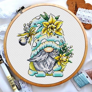 Easter gnome cross stitch, Easter chicken cross stitch, Easter egg cross stitch, Flowers gnome cross stitch, Cross stitch baby, Digital PDF