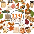 Fall Clipart Mega Bundle PNG | Cozy Autumn Clipart | Pumpkin Spice, Ghosts, Sweaters, Coffee, Animals, Leaves | Commercial Use