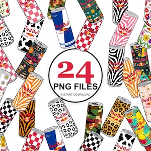 エナジードリンクのクリップアート24点セット（PNG形式、美的グラフィックステッカーPNGダウンロード）