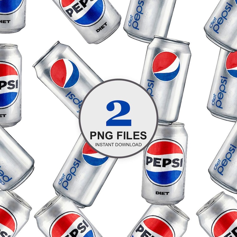 Pepsi Icon Pattern Diet Pepsi Clipart, Soda Can PNG, Soft Drink Logo, Digital Download ...