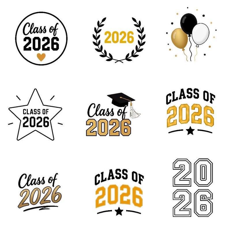 Class of 2026 Graduation Clipart Bundle | 26 PNG Graduation Graphics ...
