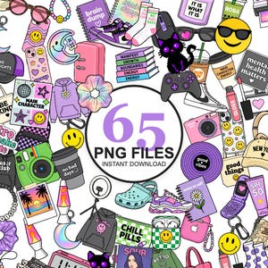 Gen Zスーパーパック65 PNGクリップアートバンドル | Gen Z美的PNG | デジタルステッカースクラップブック | 透明なグラフィックダウンロード可能
