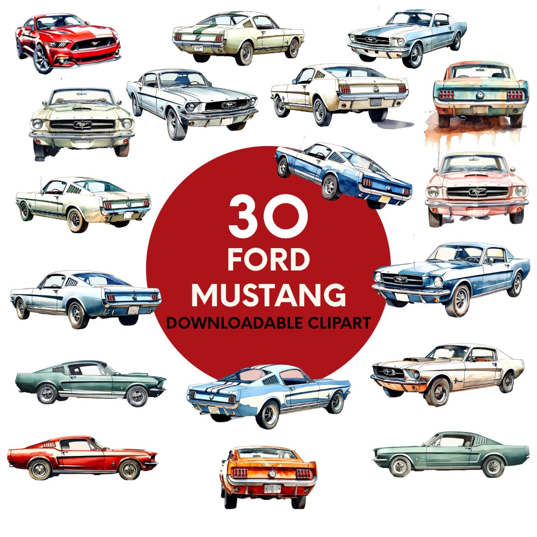 Downloadable Ford Mustang Clip Art Printable Car Clip Art Set 30 High