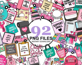 Craft Girlie Small Home Business Clipart Mega Bundle  92 High Quality PNGs Sublimation Designs | Homemade Illustrations Digital Download