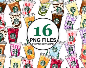 16 Fun Coffee Popular Drinks Illustration - 16 High Quality PNG Files - Coffee - Bundle Coffee illustration – vector  PNG cricket cut file