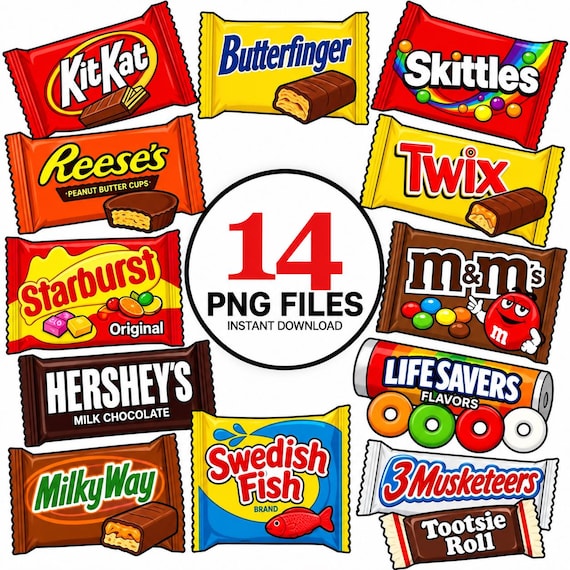 Bundle Candy Clipart - Candy Pack Illustration – 14 PNG Files - Candy Bar illustration – vector PNG cricket cut file - Cut files