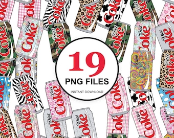19 PNG Diet Soda Illustration - PNG Files - Soda - Soft Drink illustration – Preppy Girly Pop Drink Clipart for Sublimation, Tumbler Wraps