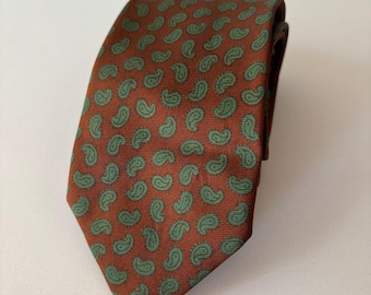 Brooks Brothers Silk Paisley Tie | Brown Green Ivy Style Necktie Made England