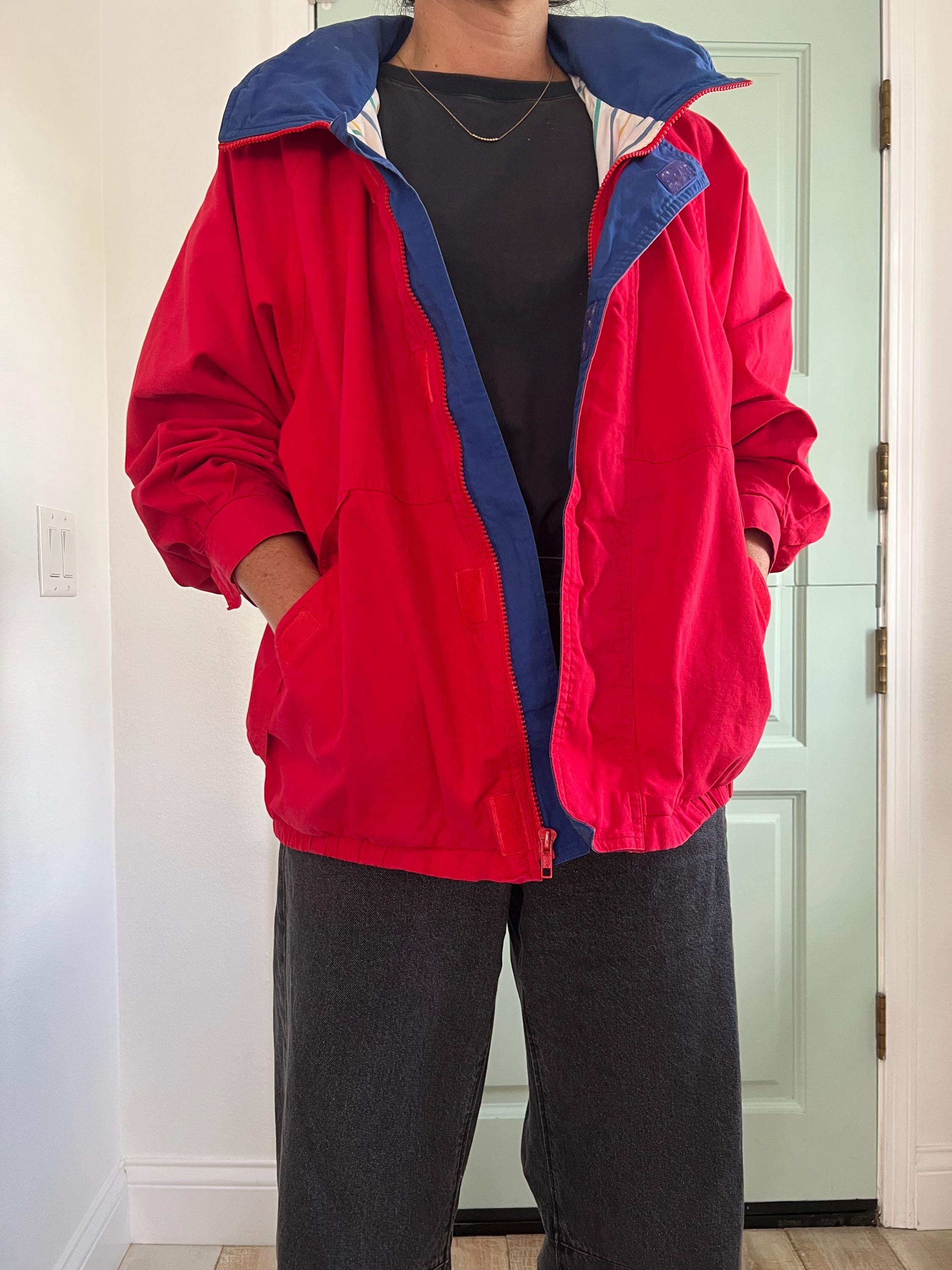 トップス 90s 00s normcore velour jersey jacket Vintage 90s Purple Blue Green Colorblock Mock Neck Full Zip