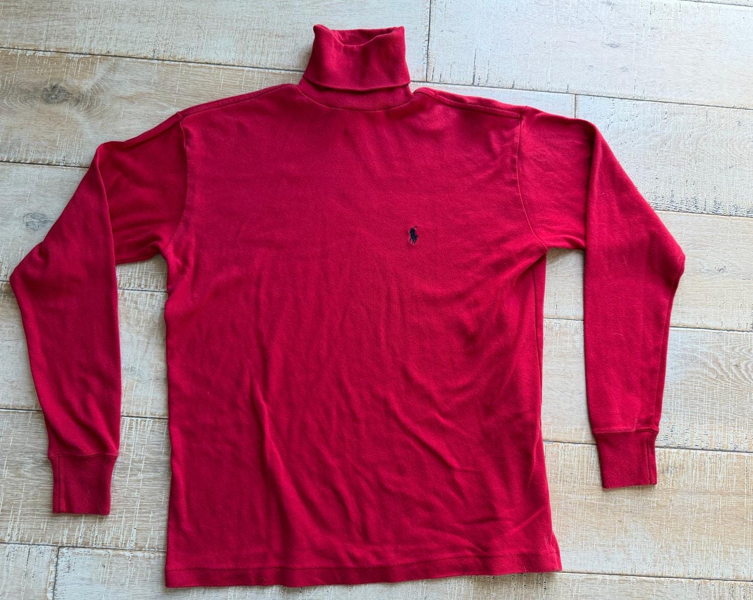 Vintage Polo Ralph Lauren Red Turtleneck | 90s Cotton Pony Logo Vintage Polo Ralph Lauren Red Turtleneck | 90s Cotton Pony Logo