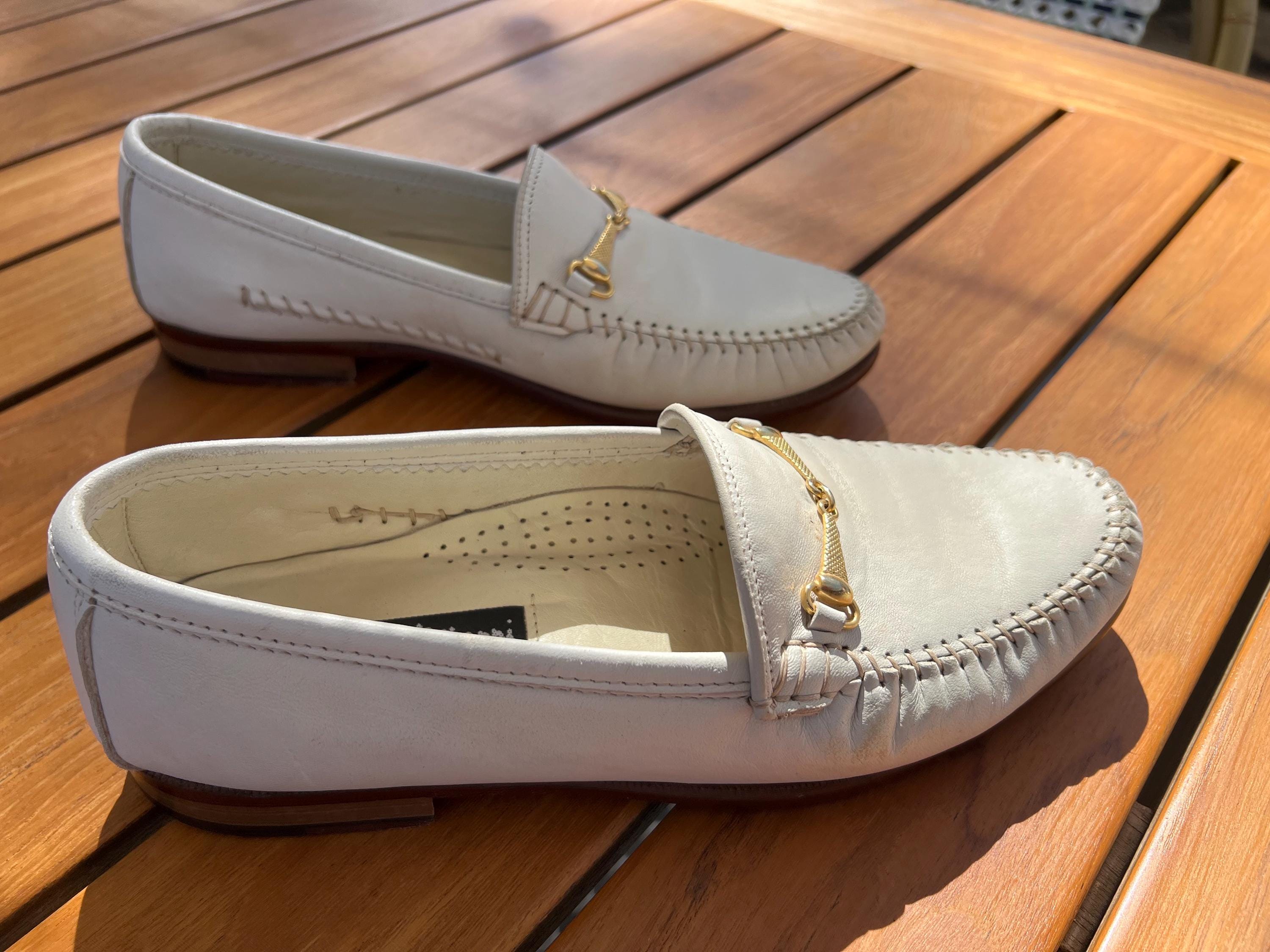 Green’s Hunter Italian White Leather Horsebit Loafers with Silver-Tone Hardware Women main image 3