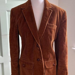 Vintage Corduroy Blazer Brown Suede Elbow Patches Academia Jacket | 70s 80s Fitted Tailored Blazer Women’s Small Preppy