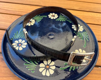 Vintage Brighton Reversible Leather Belt | Silver Buckle Western Style | Size 30