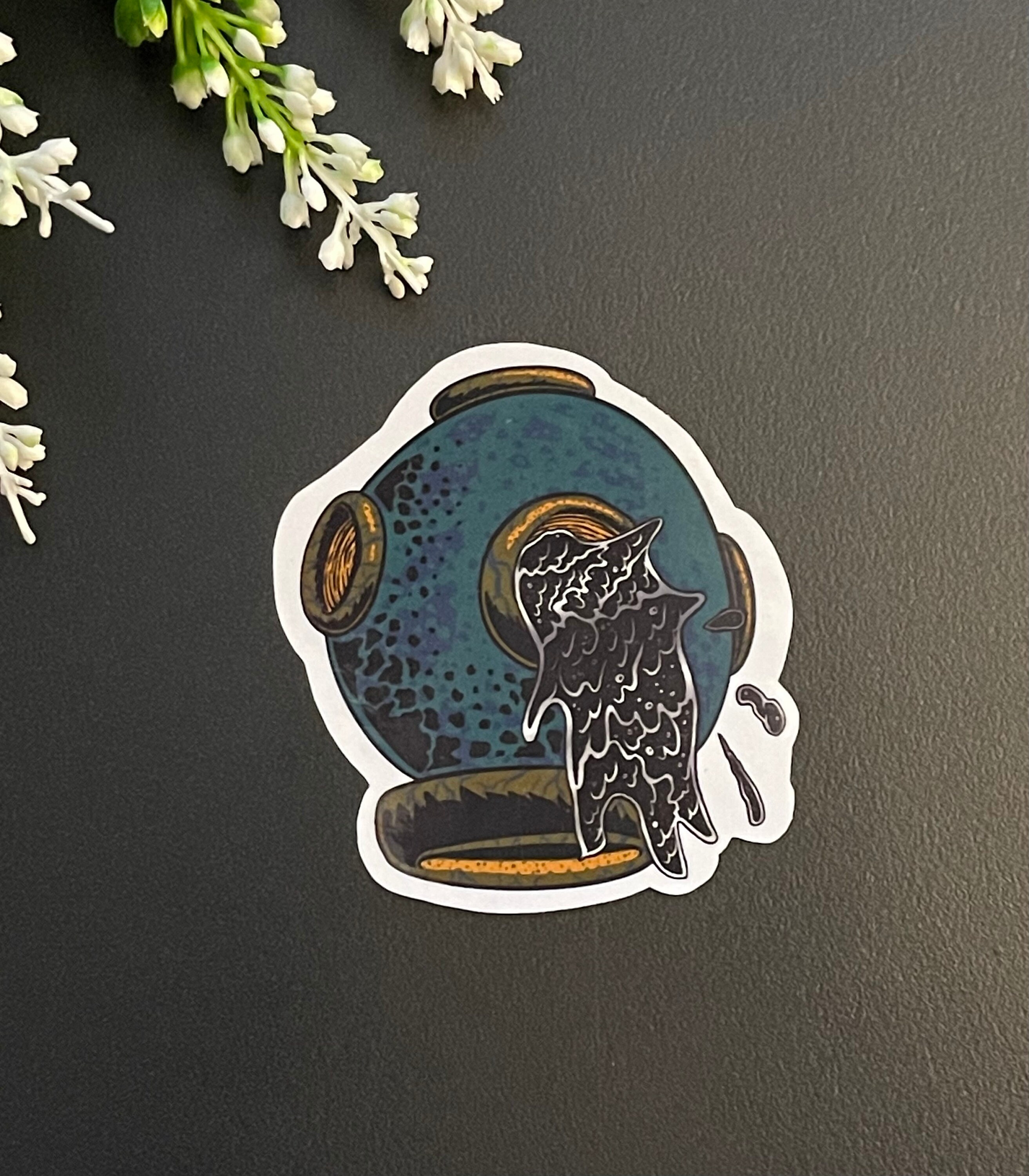 Diving Helmet Sticker, Ocean Sticker, Blue Sticker, Scuba Sticker ...