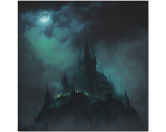 Dark Castle Wall Art Print, Haunted House, Gothic Decor, Gothic Wall Art, Spooky Wall Art