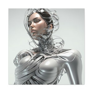 Cyber Fashion Robot Art, Futuristic Sci Fi Art Prints, Beautiful Woman in Dystopian Art, Futuristic Wall Art Prints