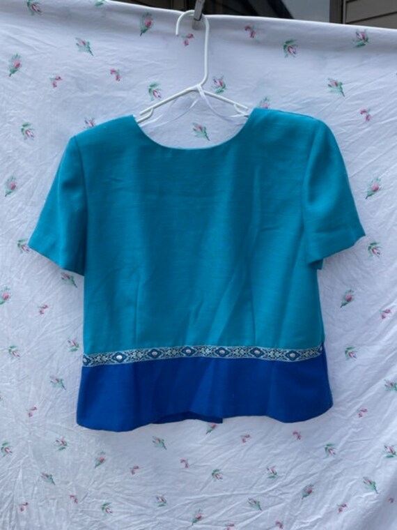 1990s aqua and blue top and pants