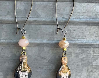 Cat Lightbulb Dangle Earrings, Whimsical Kitty Lover Gift