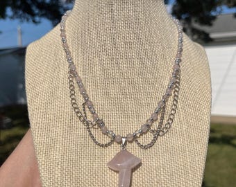 Rose Quartz Mushroom Necklace