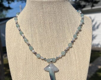 Agate Crystal Mushroom Necklace | Fairycore necklace
