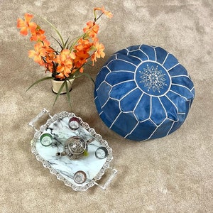 MOROCCAN LEATHER, Leather Moroccan Ottoman Handmade Colorful Floor Berber Bohemian Boho Pouffe Moroccan Checkered Pouf Stool,