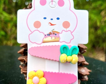 Pinces à cheveux colorées en finition mate pour petite fille, pinces à cheveux en acrylique, pinces à cheveux florales, pinces à cheveux de lapin pour enfants