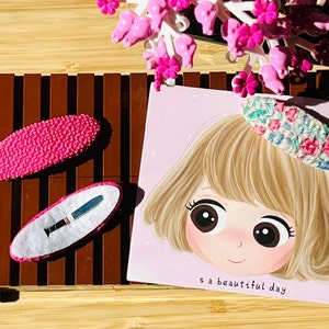 Clips de tela de forma ovalada para niños, clips de tela para el cabello, clip para el cabello a presión para niñas