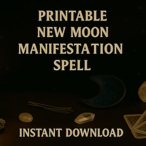 New Moon Manifestation Spell Printable – Set Intentions Ritual | Digital Grimoire Page | Goal Setting & New Beginnings Spell