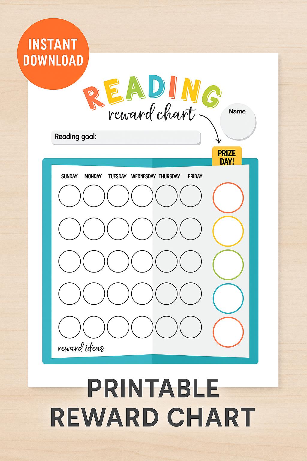 Printable Reading Reward Chart for Kids: Homeschool Classroom Tracker ...