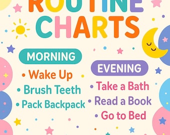 Tabla de rutinas matutinas y vespertinas para niños: Horario visual (PDF descargable e imprimible)