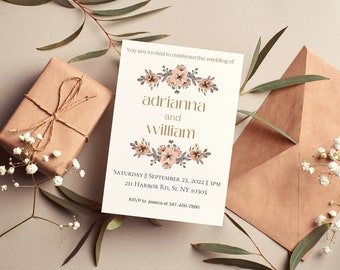 Fall Wedding Invitation Template || Autumn Themed Wedding Invitation || Invitation Only