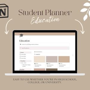 Notion Template Student Planner | Education Planner School Planner for Notion | Assignment Tracker | College Planner Academic Planner Notion