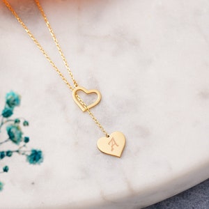 Engraved Heart Necklace, Personalized Gifts for Her, Initial Necklace, Personalized Heart Necklace, Winter Jewelry, Christmas Gifts