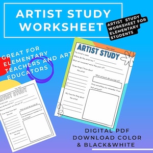 Artist Study Worksheet | Art History Worksheet | Artist Research Worksheet || Art Education Worksheet | Homeschool & Elementary Art