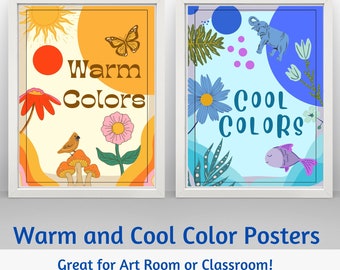 Warm and Cool Color Posters | 2 posters | Color Theory Posters| Art Classroom Poster | Elementary Classroom Decor | Digital Download Art