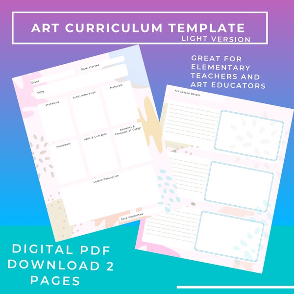 Art Curriculum Template | Curriculum Design | Art Project Template | Art Lesson Planning | Colorful Art Lesson Planning | Digital Download