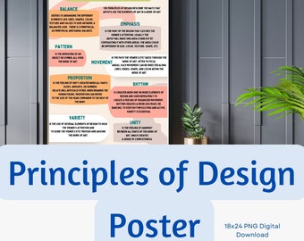 Principles of Design Poster | Art Classroom Wall Decor | Art Teacher Bulletin Board Printable | Poster for Elementary Art Class