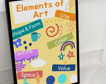 Elements of Art Poster | Color Theory Posters| Art Classroom Poster | Elementary Classroom Decor | Art Education Posters| Homeschool Posters