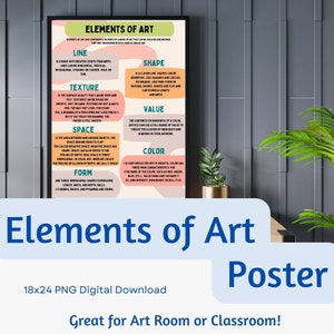 Elements of Art Poster | Art Classroom Wall Decor | Art Teacher Bulletin Board Printable | Poster for Elementary Art Class