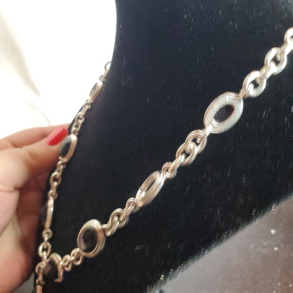Heavy Metal Chain Link Necklace With Hoops And Ca… - image 3