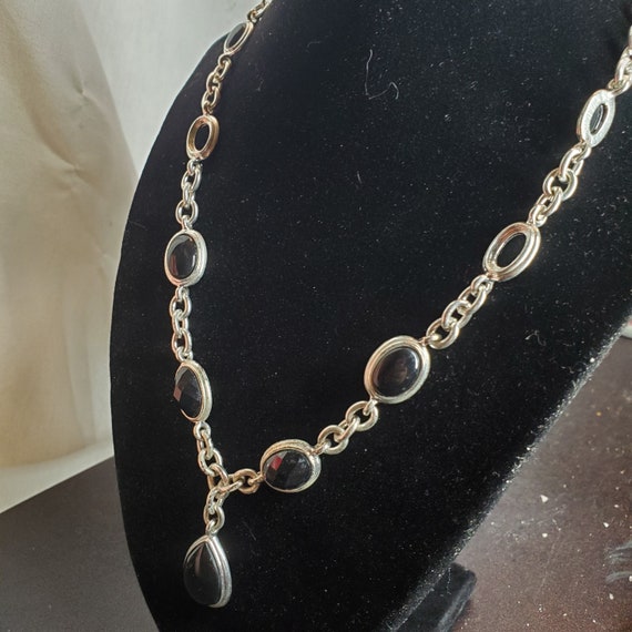 Heavy Metal Chain Link Necklace With Hoops And Ca… - image 4