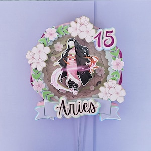 Demon Slayer Kuchendeckel | Nezuko Cake Topper | Anime Themen | LED Licht Topper | 3D personalisiert | Gastgeschenk | Geburtstagsfeier