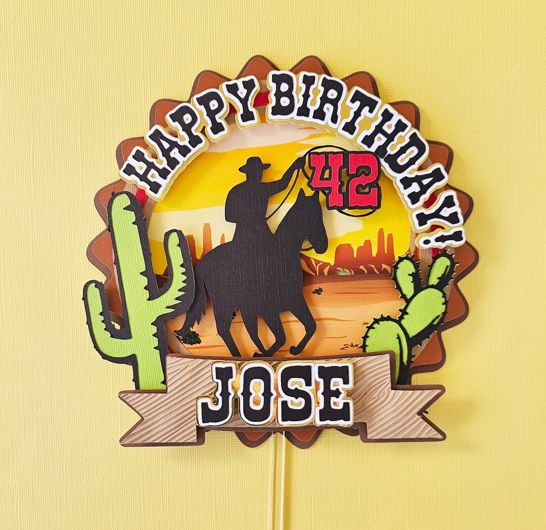 Western Cake Topper Cowboy Cowboy Cake Topper 3D Cake Etsy