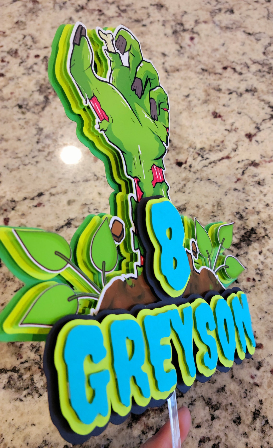 Zombie Cake Topper Zombie Birthday 3D Cake Topper Zombie Etsy